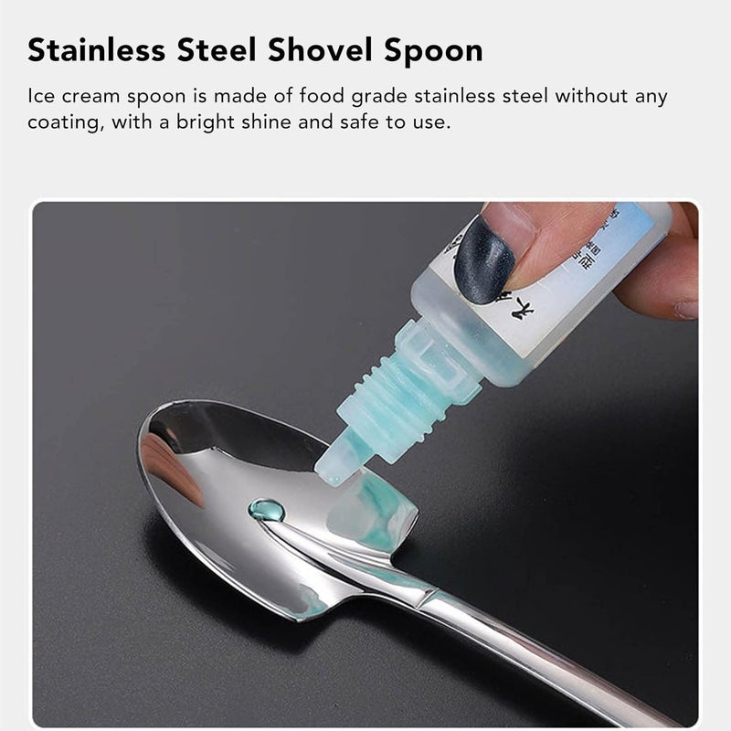woobles Ice Cream Scoop Multifunction Portable Household Spoon Stainless Steel Dessert Spoon (2 Pointed Shovel 2 Quadrate Shovel) - Image 4